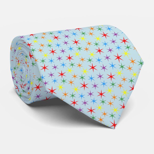 Corbata Patrón de Arcoíris mini Estrellas  (Enrollado)