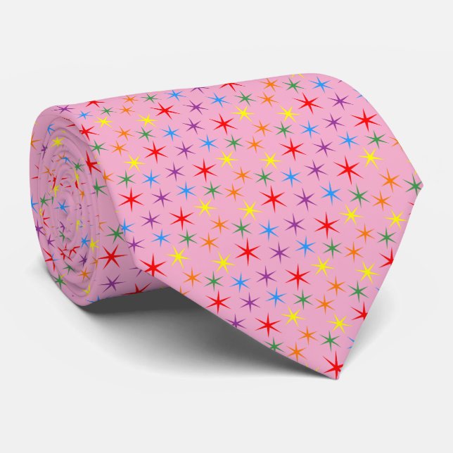 Corbata Patrón de arcoíris mini estrellas (Enrollado)