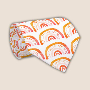 Corbata Patrón de Arcoíris Naranja