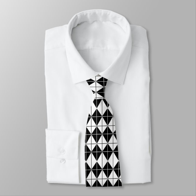 Corbata Patrón de Argyle en blanco y negro    (Atado)