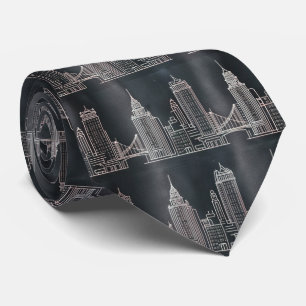 Corbata Patrón de arte de línea de horizonte de ciudad