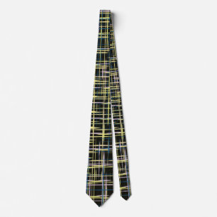 Corbata Patrón de arte de líneas de cuadrícula amarillas