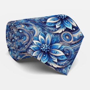 Corbata Patrón de arte de paisley azul marino oscuro azul 