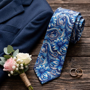Corbata Patrón de arte de paisley azul marino oscuro azul