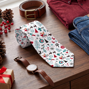 Corbata Patrón de arte de trineo de Santa Claus renos árbo