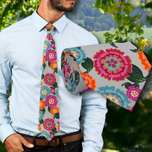 Corbata Patrón de Arte Floral de Pradera de Chintz