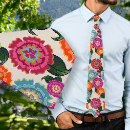 Corbata Patrón de Arte Floral de Pradera de Chintz