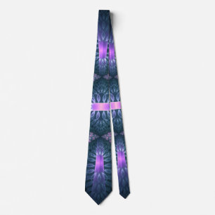 Corbata Patrón de arte fractal 3D turquesa rosa púrpura