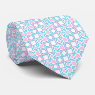 Corbata Patrón de arte turquesa azul blanco rosa claro