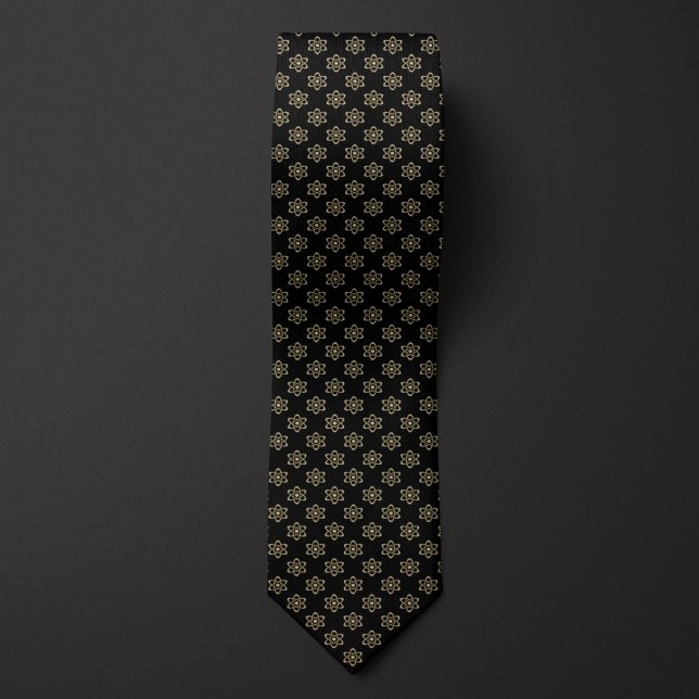 Corbata Patrón de Átomo negro y dorado (Subido por el creador)