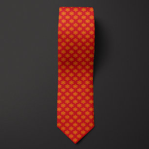 Corbata Patrón de Átomo rojo y amarillo