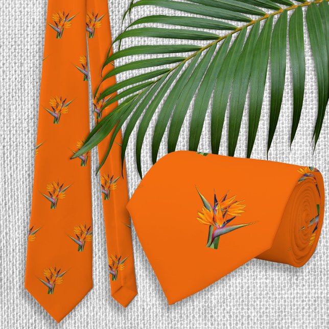 Corbata Patrón de ave del paraíso nupcial naranja (Subido por el creador)