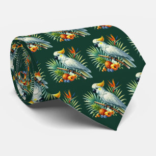 Corbata Patrón de ave tropical con azulejos geniales