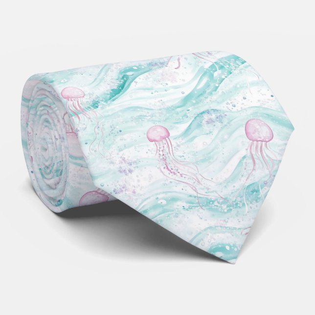 Corbata Patrón de aventura submarina de medusas (Enrollado)