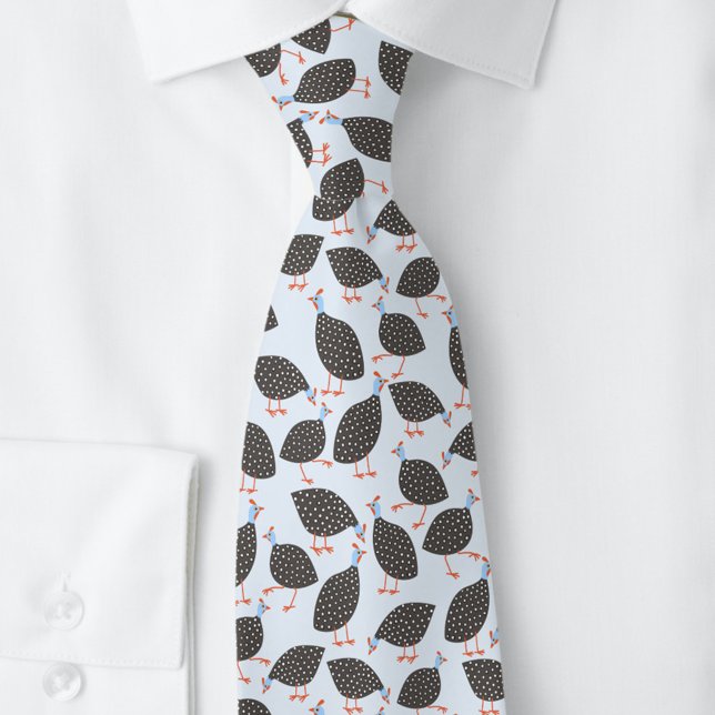 Corbata Patrón de aves de Guinea Azul (Guineafowl fun bird neck tie)