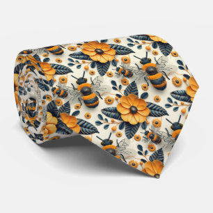 Corbata Patrón de baldosas con abeja floral linda