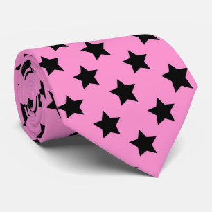 Corbata Patrón de baldosas de estrella negra rosa