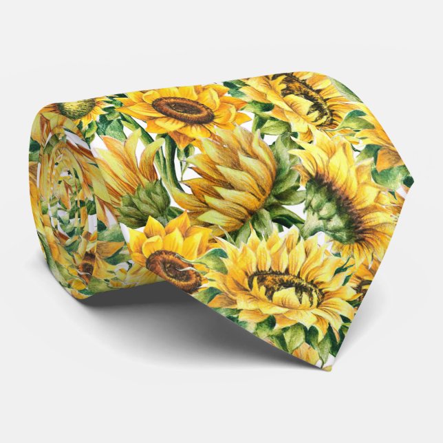 Corbata patrón de baldosas de girasol fresco (Enrollado)