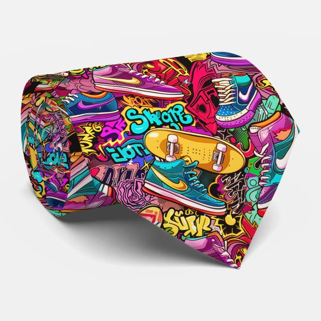 Corbata Patrón de baldosas de grafiti de cómic genial (Enrollado)