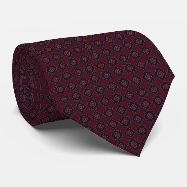 Corbata Patrón de baldosas geométricas en arándano, azul m (Enrollado)