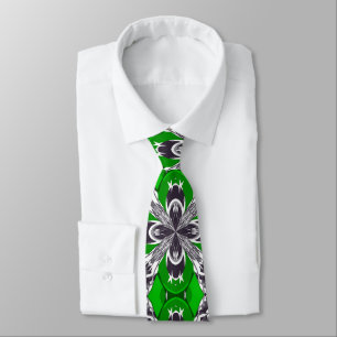 Corbata Patrón de baldosas repetidas verde hierba y blanco