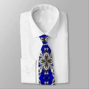 Corbata Patrón de baldosas repetido azul zafiro gris y bla