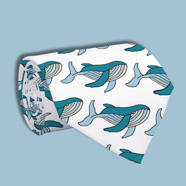 Corbata Patrón de ballena azul (Blue whale tie)