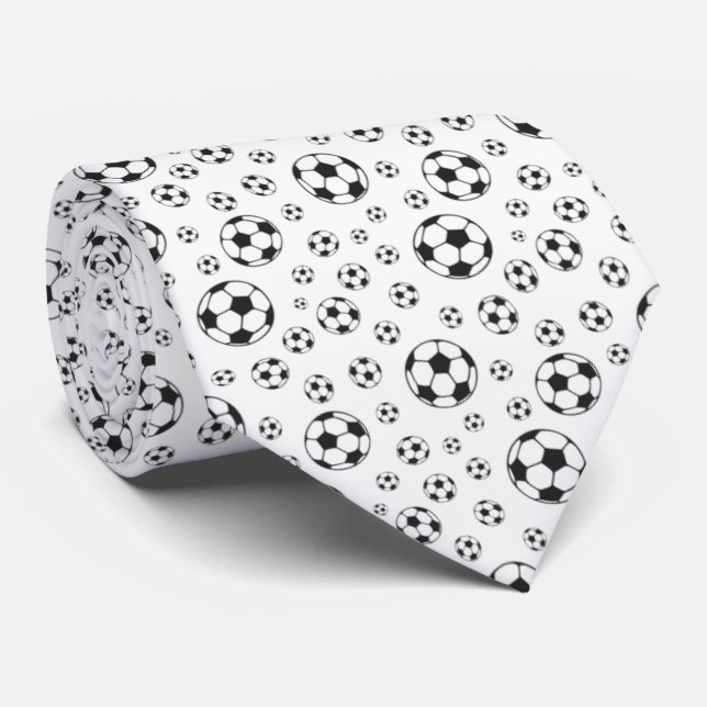 Corbata Patrón de balón de fútbol en blanco y negro (Enrollado)