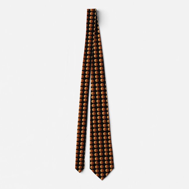 Corbata Patrón De Baloncesto naranja Y Negro, (Reverso)