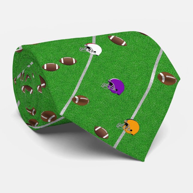 Corbata Patrón de balones y cascos de fútbol americano (Enrollado)