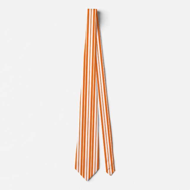 Corbata Patrón de bandas verticales blancas naranja (Anverso)
