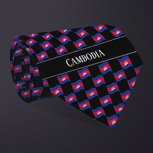 Corbata Patrón de bandera de Camboya ondulada