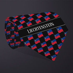 Corbata Patrón de bandera de Liechtenstein ondulado
