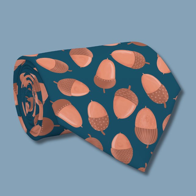 Corbata patrón de bellota azul (Acorn pattern tie)