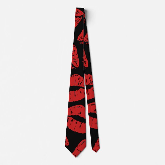 Corbata Patrón de besos con labial rojo lindo (Anverso)
