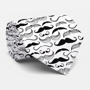 Corbata Patrón de bigote blanco y negro