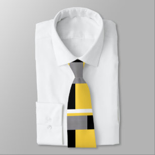 Corbata Patrón de bloque de color blanco y negro gris amar