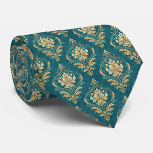 Corbata Patrón de boda azul verde adorable