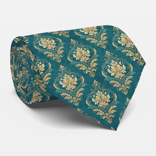 Corbata Patrón de boda azul verde adorable (Enrollado)