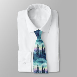 Corbata Patrón de bosque aurora nórdico