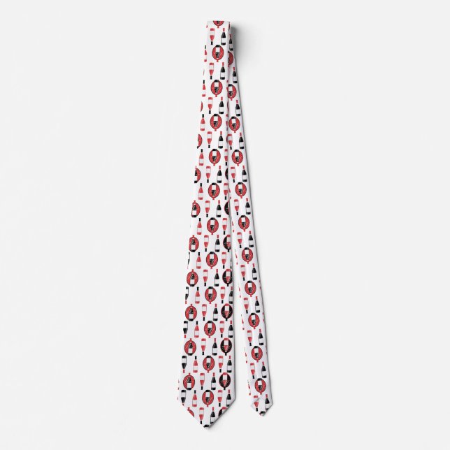 Corbata Patrón de botellas de vino rojo y negro (Anverso)