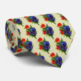 Corbata Patrón de Bouquet de flores Iris azul de arte vint