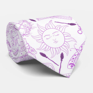Corbata patrón de brujería 2506.Púrpura. BG blanco