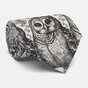 Corbata Patrón de búho blanco y negro