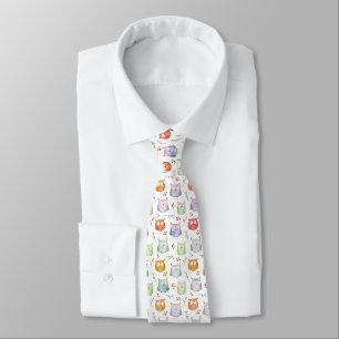 Corbata Patrón de búhos y ramas