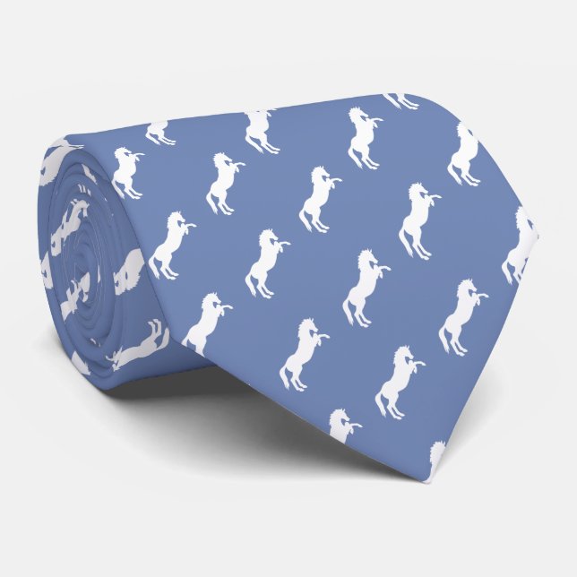 Corbata Patrón de caballo de pie | Gris azul (Enrollado)