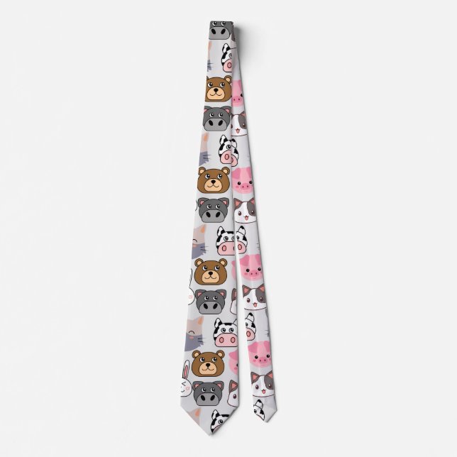Corbata patrón de cabezas de personalizado.w BG fuera de b (Anverso)