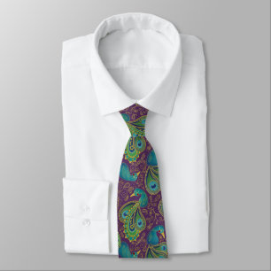 Corbata Patrón de cachemira de pavo real púrpura