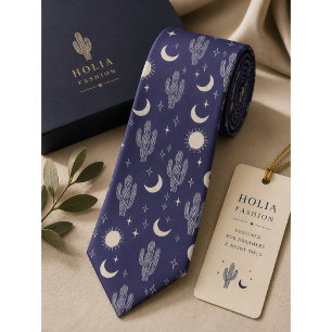 Corbata Patrón de cactus blancos