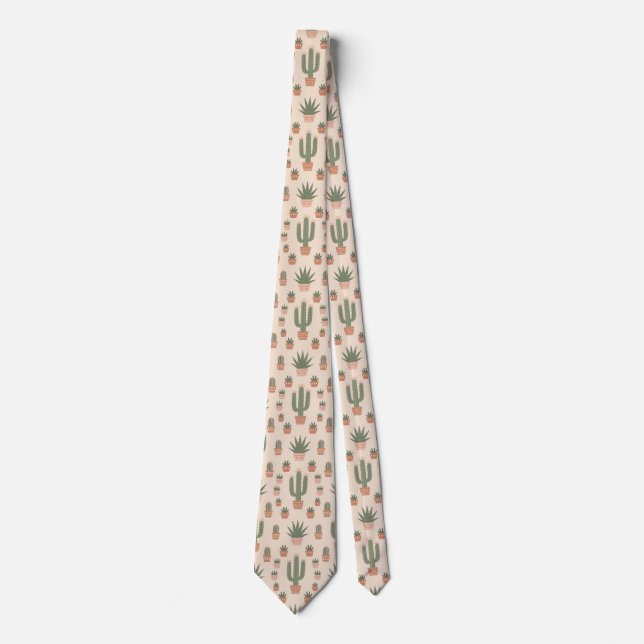 Corbata Patrón de Cactus Boho (Anverso)